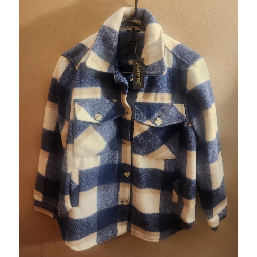 BlankNYC Blank NYC Blue Plaid Shacket Shirt Jacket Keep Rolling Size S NWT